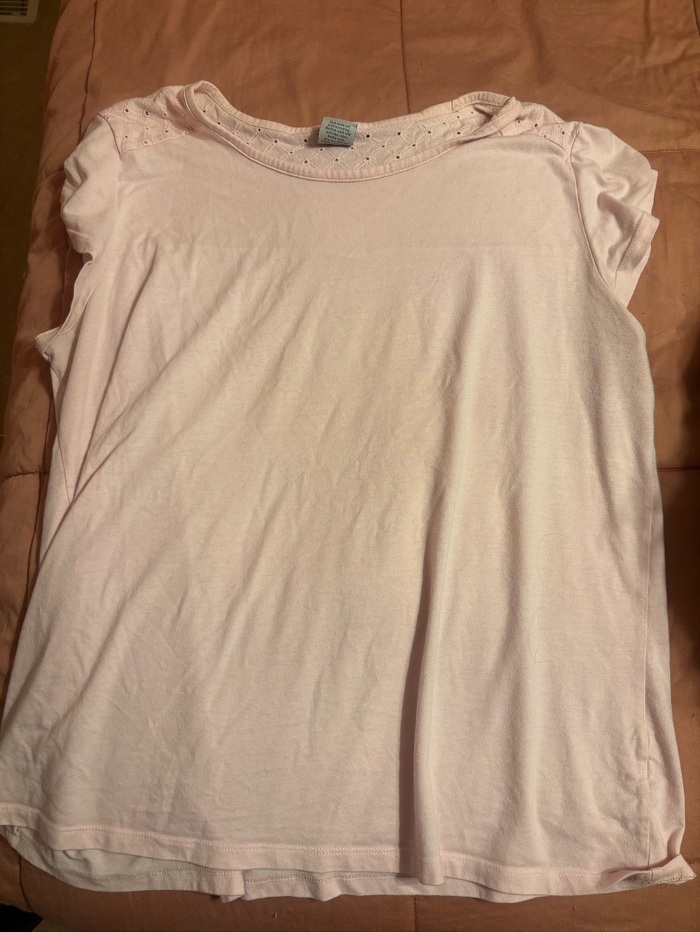 croft & barrow Light Pink Short Sleeve Eyelet Neck Top